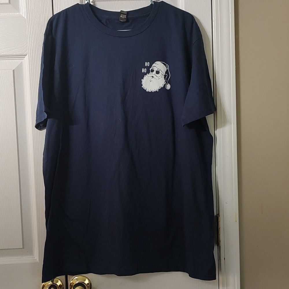 Santa HoHoHo navy blue short sleeve Christmas tshirt Christmas Sz XL